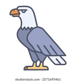 Bald eagle color line icon. Vector illustration on white background.