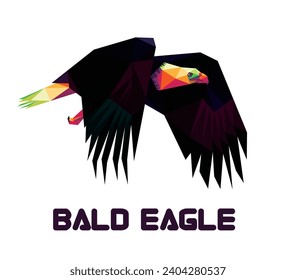 Bald Eagle in Colorful Polygon Logo. USA Bald eagle in Colorful Abstract Illustration. Low poly vector of eagle