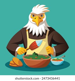 A BALD EAGLE COOKING FOOD