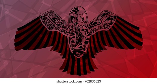 Bald eagle design with different American symbols - red and black style