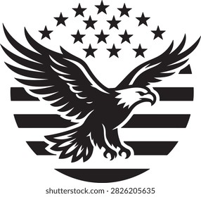 Bald eagle emblem with stars symbolizing American patriotism and national pride
