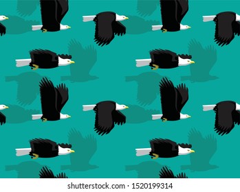 Bald Eagle Flying Cartoon Vector Illustration Seamless Pattern Wallpaper-01