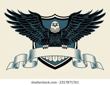 Bald Eagle Grip a Blank Ribbon for Text