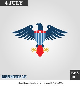 Bald eagle,  hawk icon in trendy flat style isolated on grey background. Usa independence day symbol for your design, logo, UI. Vector illustration, EPS10.