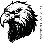 Bald eagle head, black and white isolated on white background, mascot, design element for business, shirt, t shirt, logo, label, emblem, tatoo, sign, poster, Vintage, emblems, Vector illustration