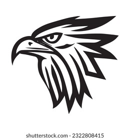 Bald eagle head, black and white isolated on white background, mascot, design element for business, shirt, t shirt, logo, label, emblem, tatoo, sign, poster, Vintage, emblems, Vector illustration