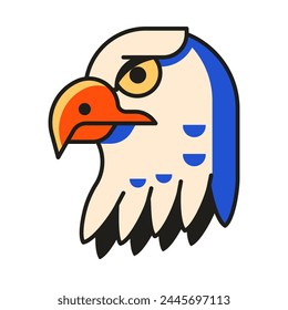 Bald eagle head icon in flat design. USA national bird mascot symbol.