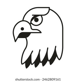 Bald eagle head icon in line art design. USA national bird mascot symbol.