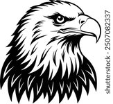 Bald Eagle Head Icon Vector Illustration - Cartoon, Clipart, and Line Art Design