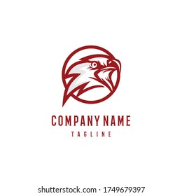 Bald eagle head logo design template. Awesome a bald eagle head with circle logo. A bald eagle head lineart logotype.