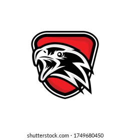 Bald eagle head logo design template. Awesome a bald eagle head with shield logo. A bald eagle head lineart logotype.