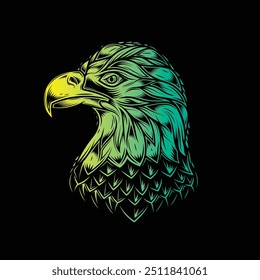 Bald eagle head. Original vector illustration in vintage style. T-shirt design. Hand drawn, not AI