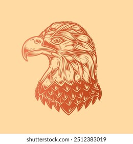 Bald eagle head. Original vector illustration in vintage style. T-shirt design. Hand drawn, not AI