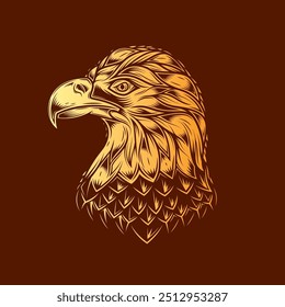 Bald eagle head. Original vector illustration in vintage style. T-shirt design. Hand drawn, not AI