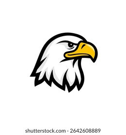 Bald eagle head stares powerfully isolated cutout