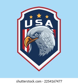 Bald eagle head with USA badge logo