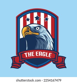 Bald eagle head with USA badge logo