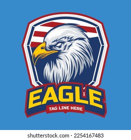 Bald eagle head with USA badge logo