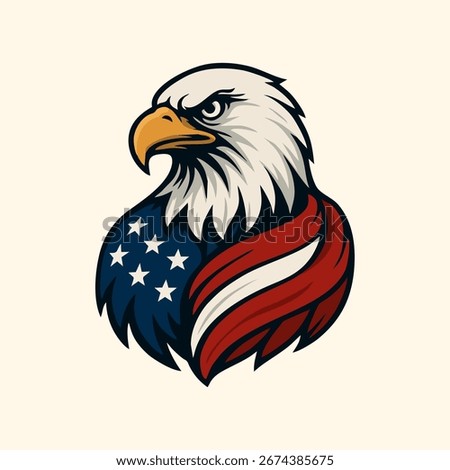 Bald Eagle Head with USA Flag and Sunburst – Patriotic American Symbol of Freedom and Strength