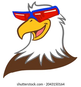 bald eagle head vector with red eyeglass