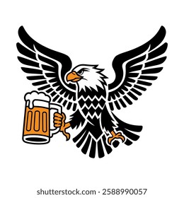 Bald Eagle Holding a Beer Mug Illustration