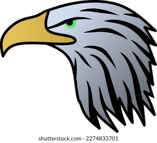 Bald eagle icon for predator animal design. Clip art of eagle for carnivore creature element. Vector illustration of wild animal for graphic resource design. Apex predator animal