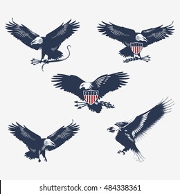 Bald eagle, illustration, vector, blue color