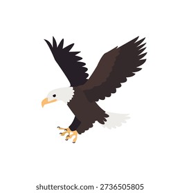bald eagle the majestic bird of prey animal emoji symbol sign icon vector illustration isolated flat hawk usa	