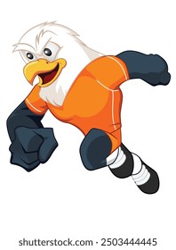 
Bald eagle mascot in sportswear is running. Graphic vector