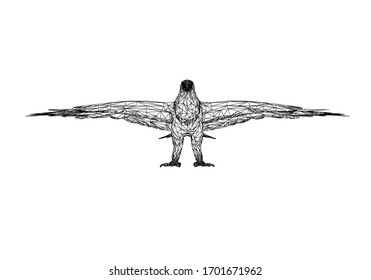 Bald Eagle polygonal lines illustration. Abstract vector eagle on the white background