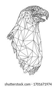 Ilustración de líneas poligonales de águila calva. Águila vectorial abstracta en el fondo blanco
