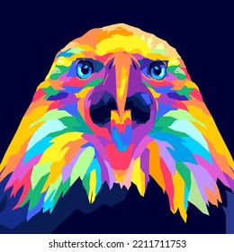 Bald eagle pop art isolated dark background