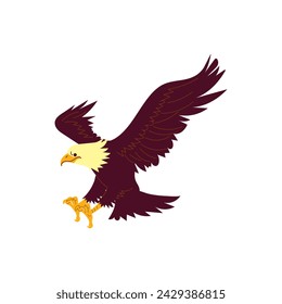 Bald Eagle Predator Animal Cartoon Style Illustration