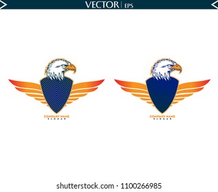 Bald Eagle With Shield. Set Logos. Vector Illustration Icon