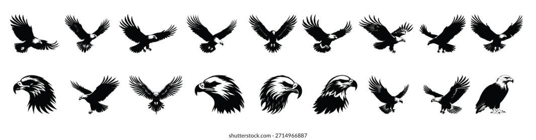 Paquete de Clipart de silueta de águila calva