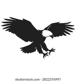Bald Eagle Silhouette Flying Black Vector Icon