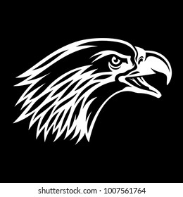 Bald Eagle silhouette isolated on black. This vector illustration can be used as a print on T-shirts, tattoo element or other uses