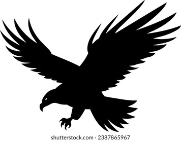 Bald Eagle silhouette isolated on white