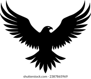 Bald Eagle silhouette isolated on white