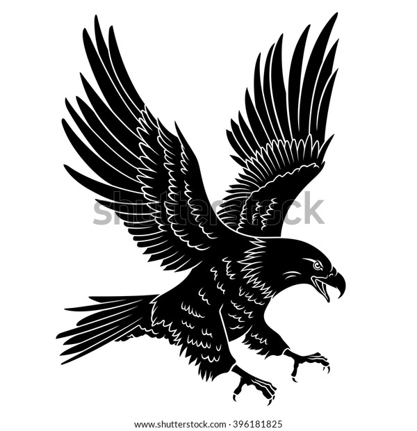 Bald Eagle Silhouette Isolated On White Stock Vector (Royalty Free ...