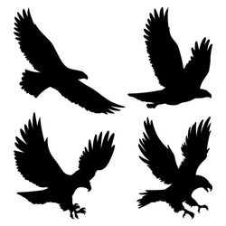 Silhuetas De águia Careca Isoladas No Branco. Esta Ilustração Vetorial Pode Ser Usada Como Impressão Em Camisetas, Elementos De Tatuagem Ou Outros Usos