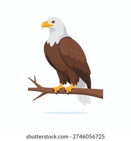 Bald Eagle Sitting on Branch Illustration