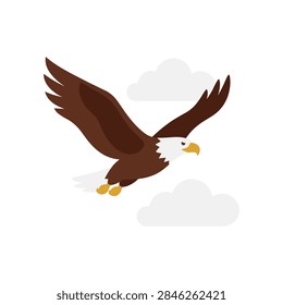 Bald eagle soaring through the sky vector illustration