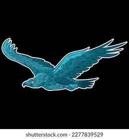 Bald eagle stick attack hand draw and paint color on checkered background vector illustration.