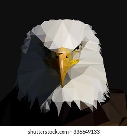 Bald  Eagle in the style of low-poly. Vector illustration