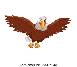 Ilustración vectorial de la mano de ataque con el águila calva. Águila calva aislada en blanco. caricatura de águila linda. Increíble ilustración detallada de Bald Eagle aislado en blanco.