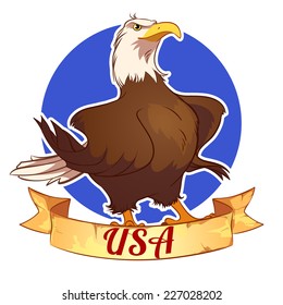 Bald eagle - a symbol of the United States of America. Vector clip-art illustration on a white background.