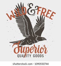 Bald Eagle t shirt design. Slogan typography, vintage t-shirt graphics, vectors