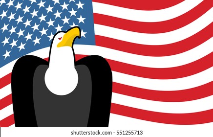 Bald Eagle and US flag. symbol of America. Patriotic illustration for Independence Day

