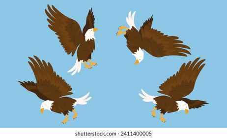 Águila calva. Ilustración vectorial de un águila estadounidense volando.